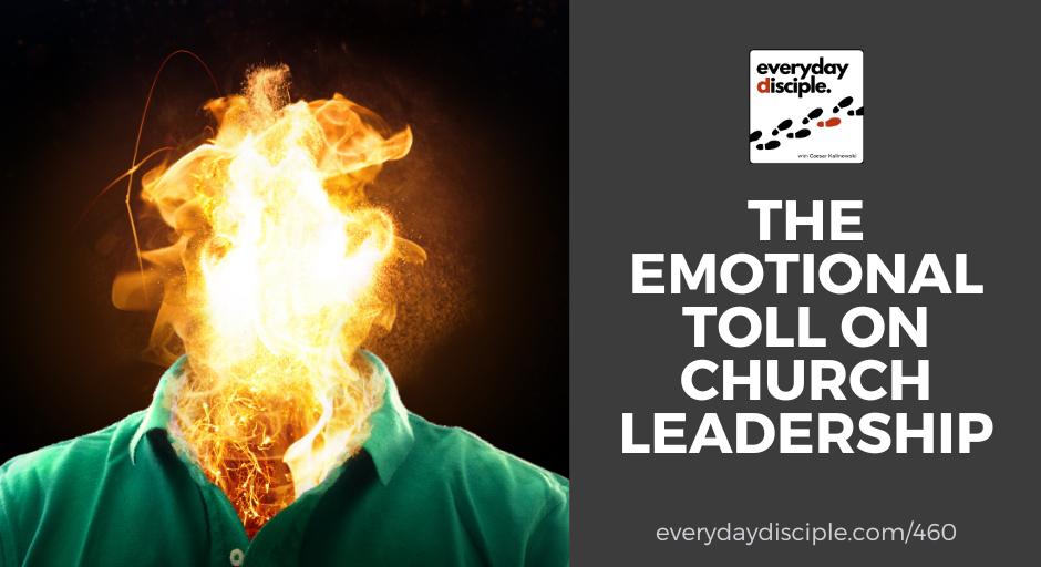 Church leader with hair on fire, emotionally burned out from the expectations of church leadership.