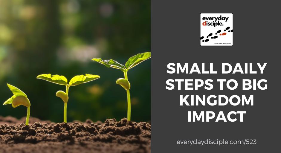 Step by step a small seedling grows into a healthy, robust plant, signifying the power of small steps over time in making disciples of Jesus.