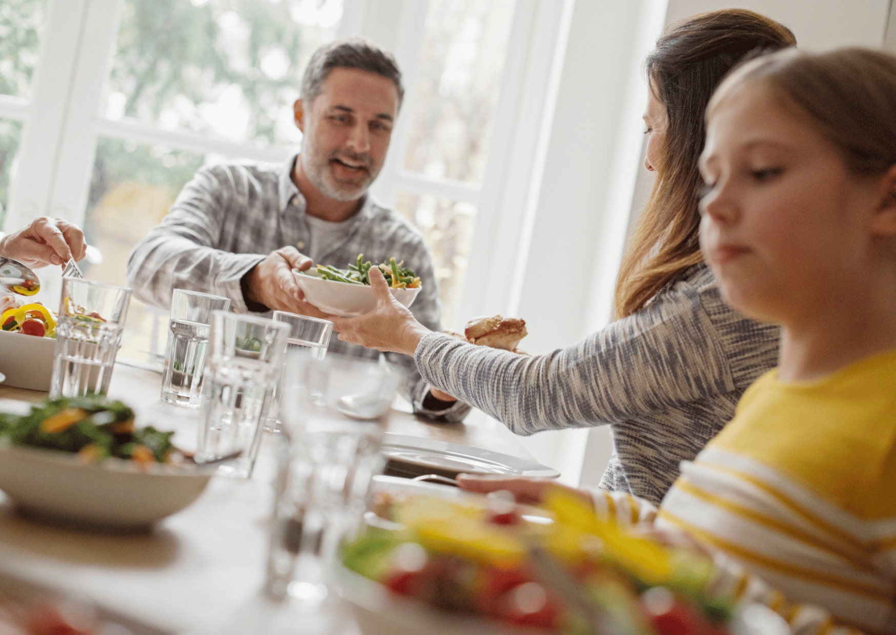 Family enjoying dinner