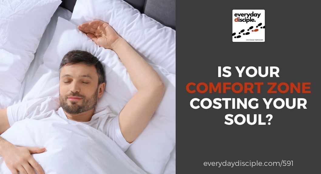 A man rests in a bed with soft pillows and closed eyes, representing physical comfort.