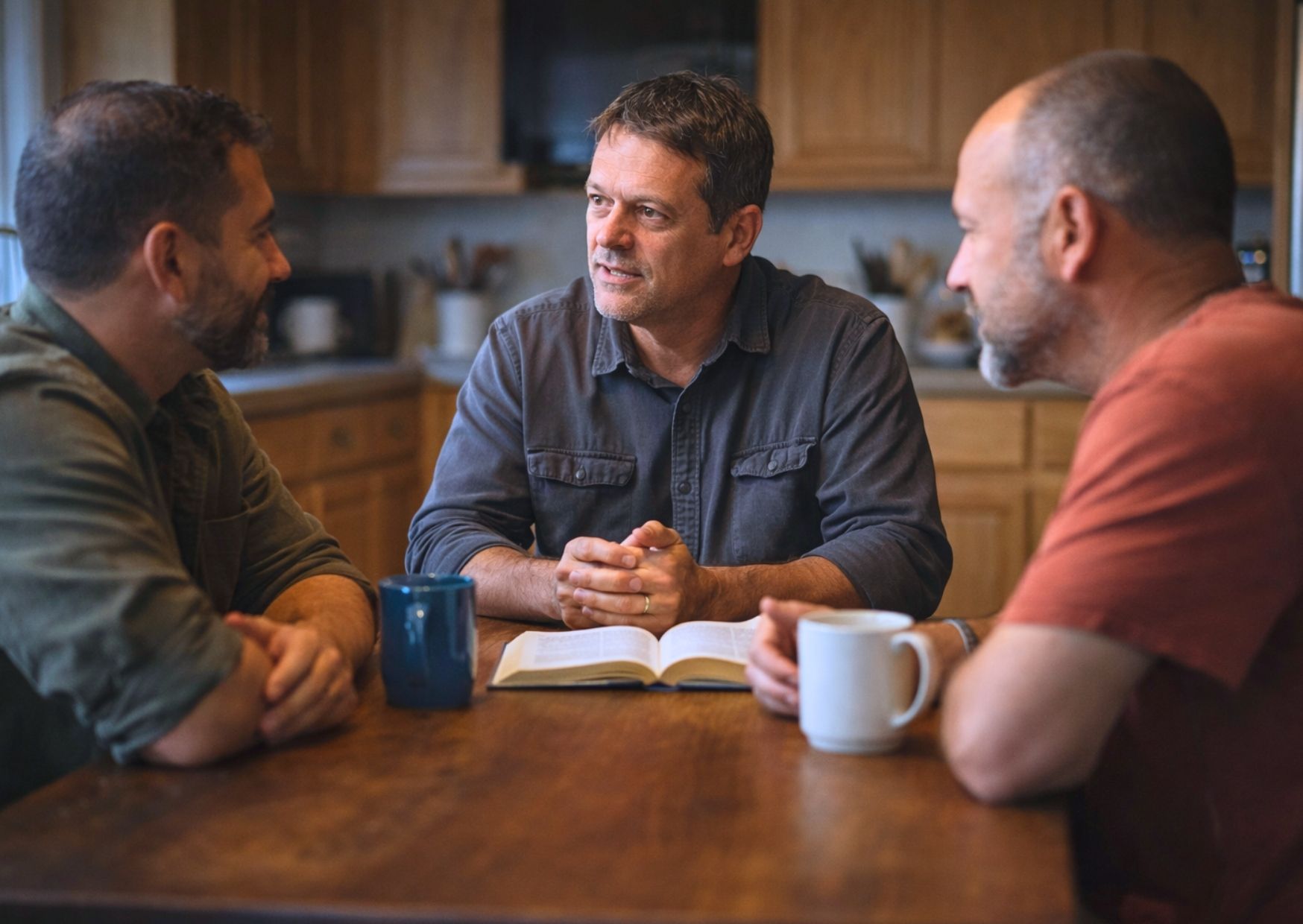 Pastor discipling two people