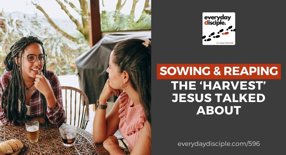 Friends talking over drinks at a patio table, representing natural conversations that lead to spiritual growth and impact.